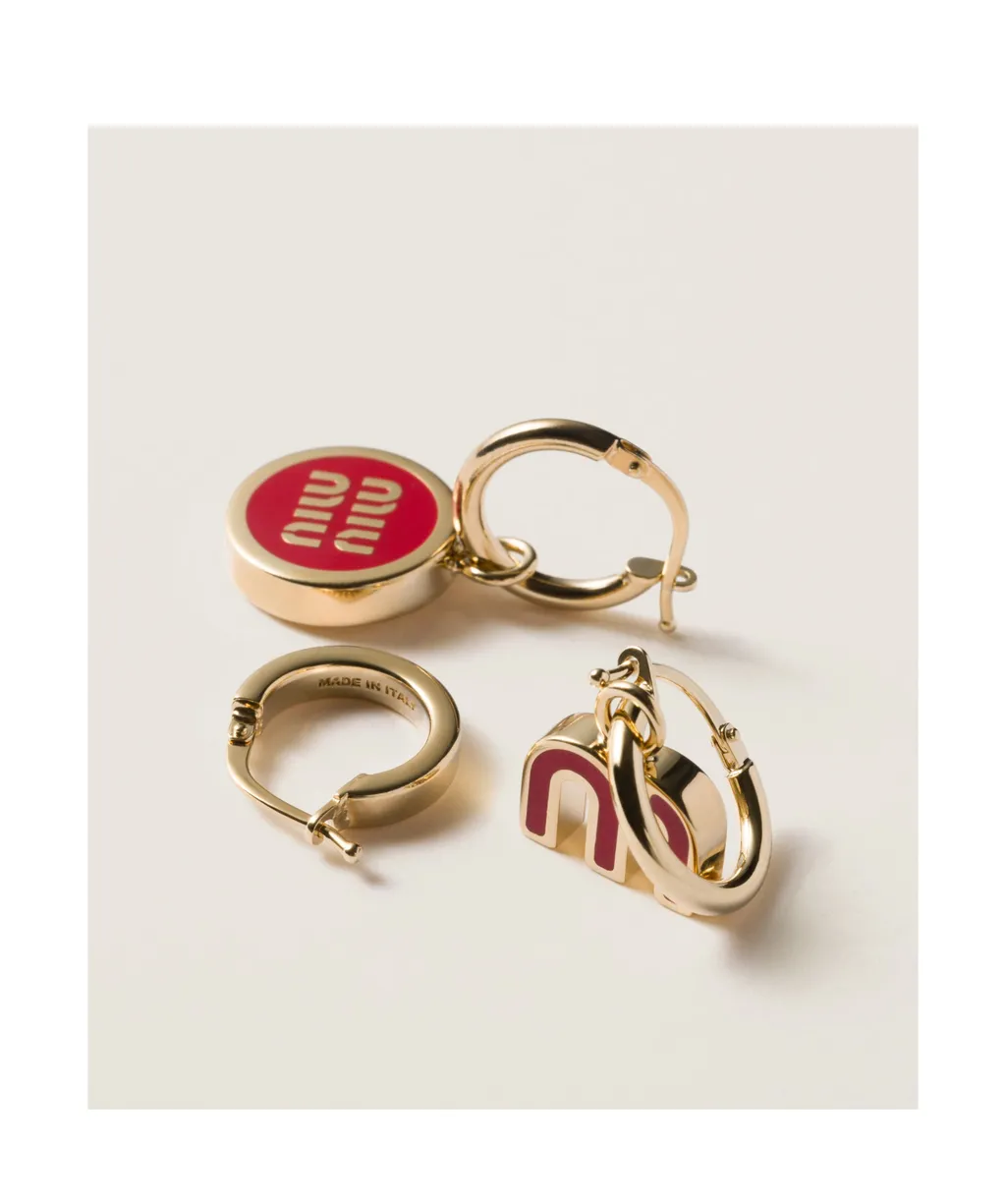 Set Of Enameled Metal Earrings