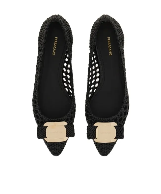 Ferragamo New Vara Buckle Ballet Flats