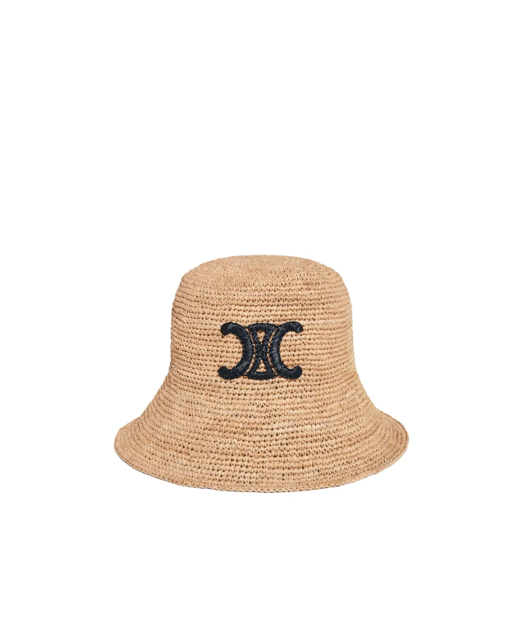 Triomphe Bucket Hat In Raffia