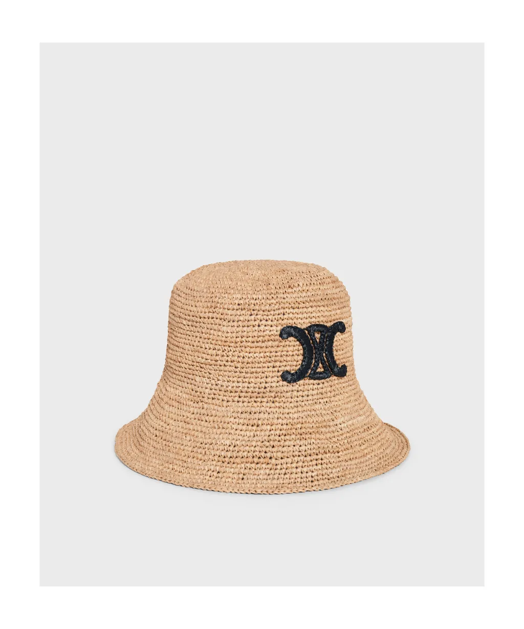 Triomphe Bucket Hat In Raffia