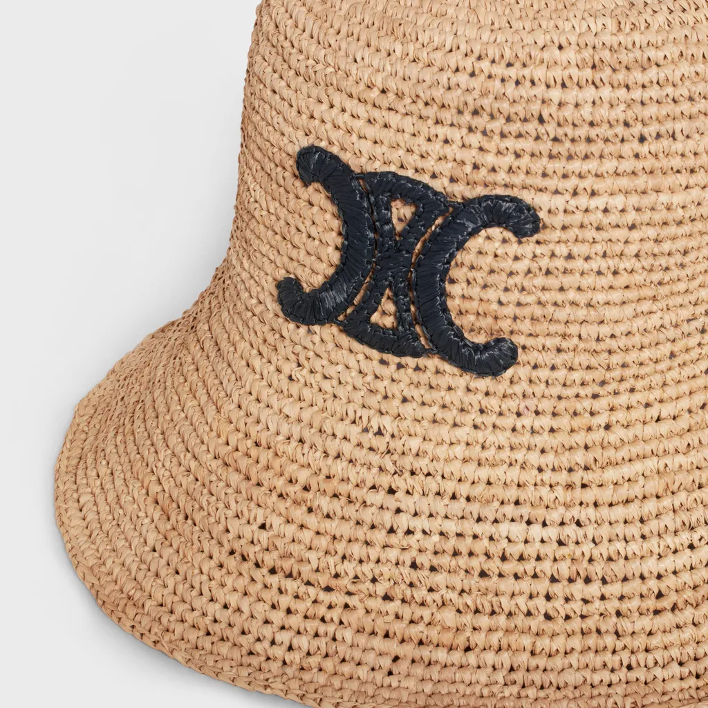 Triomphe Bucket Hat In Raffia