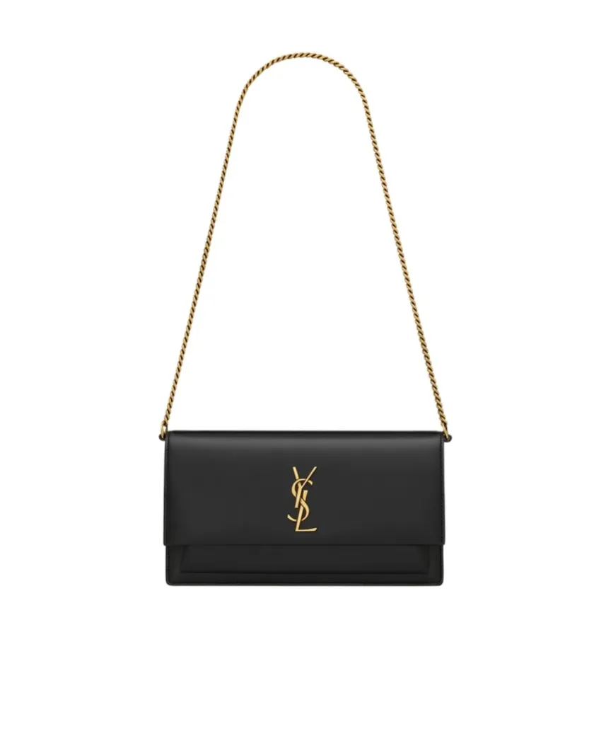 Saint Laurent Sunset Foldover Top Clutch Bag