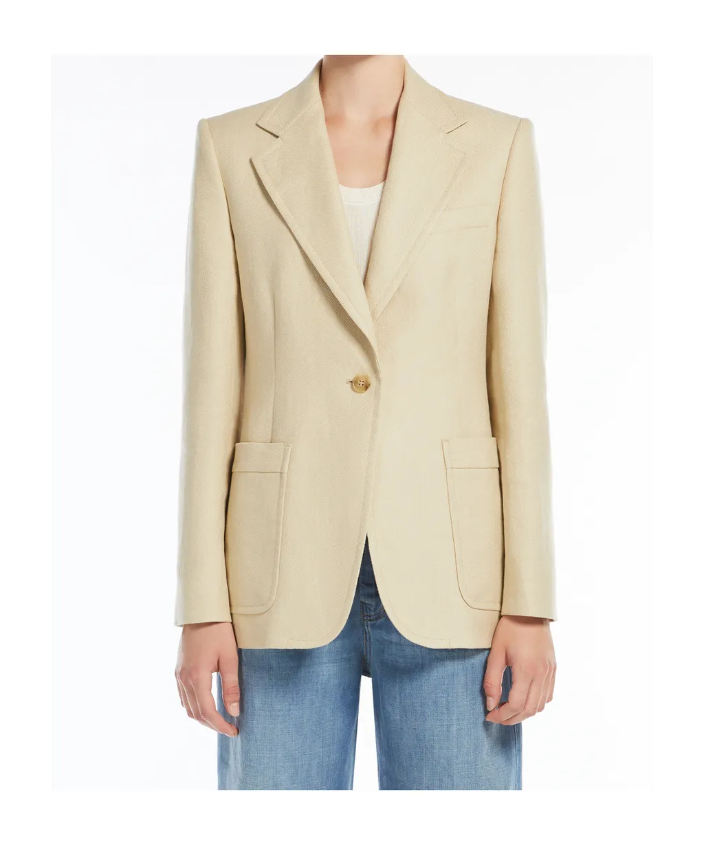 Cotton And Linen Single-Breasted Blazer