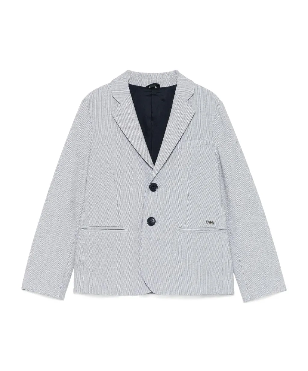 Emporio Armani Kids Logo Plaque Striped Blazer