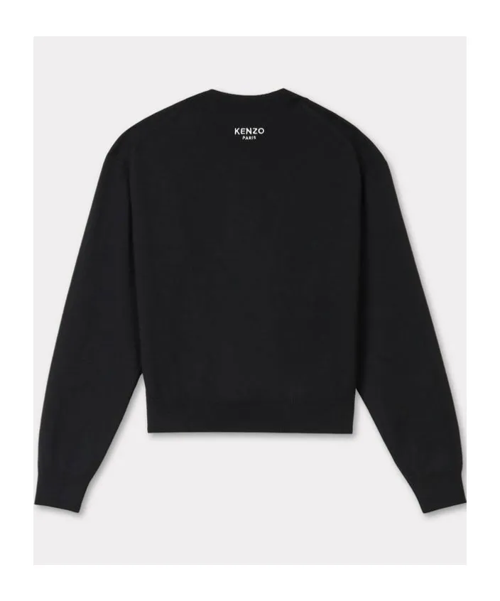 Embroidered Crewneck Cardigan In Merino Wool Kenzo Pop