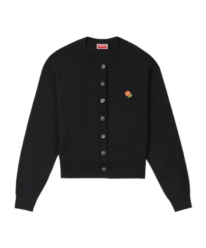 Embroidered Crewneck Cardigan In Merino Wool Kenzo Pop