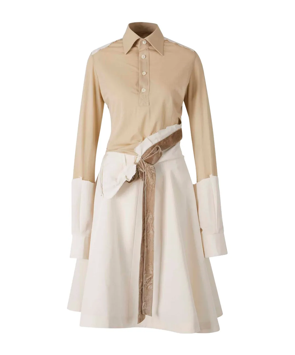 Belted Patch Work Dress