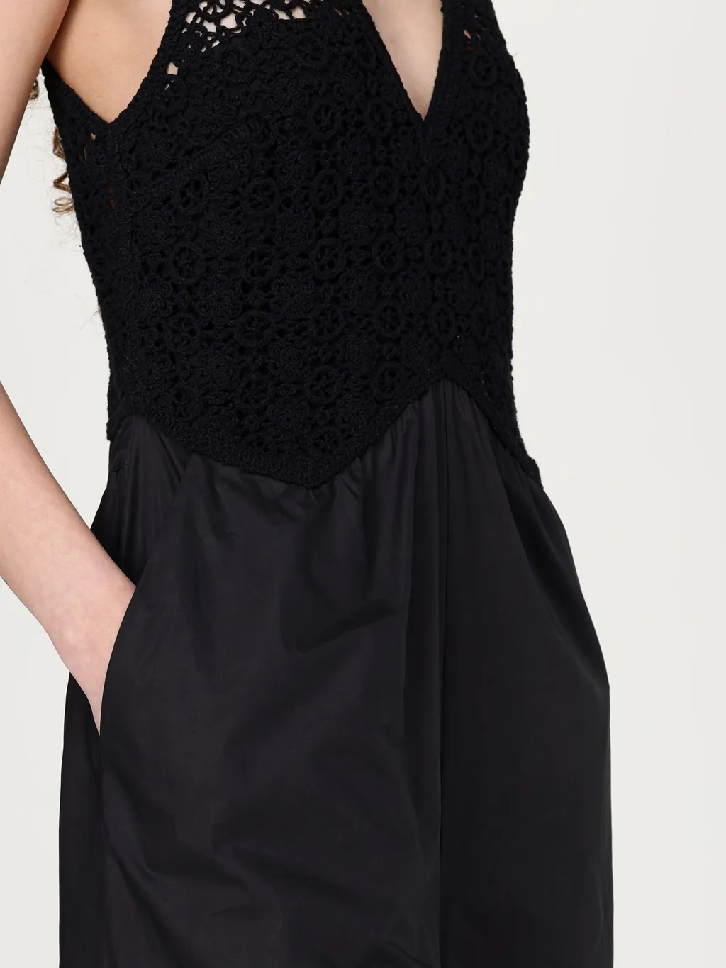 Twinset V-Neck Long Poplin Jumpsuit