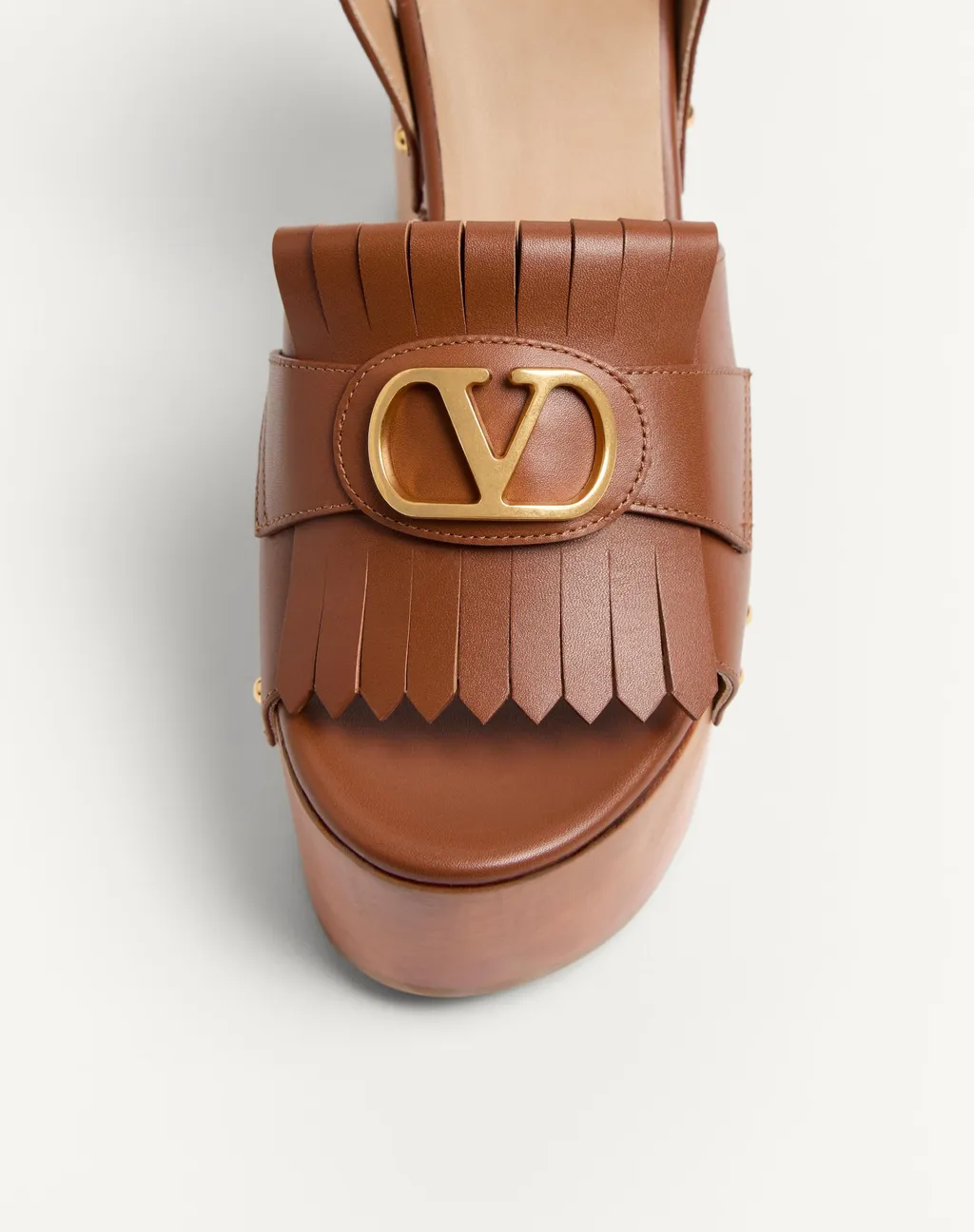 Valentino Vlogo Plaque Fringed Edge Sandals