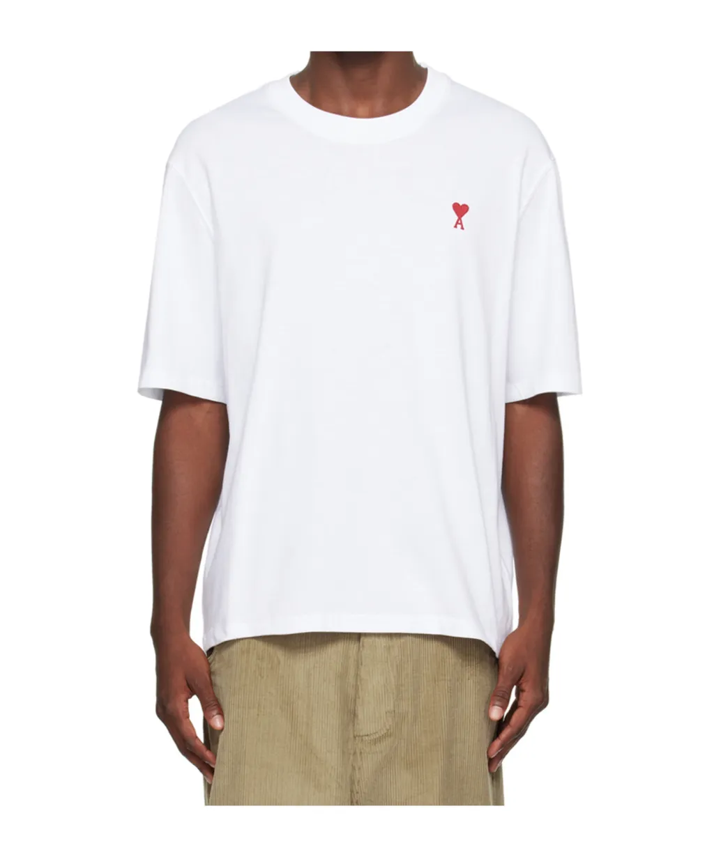 Ami Paris Ami De Coeur Logo Embroidered Crewneck T-Shirt