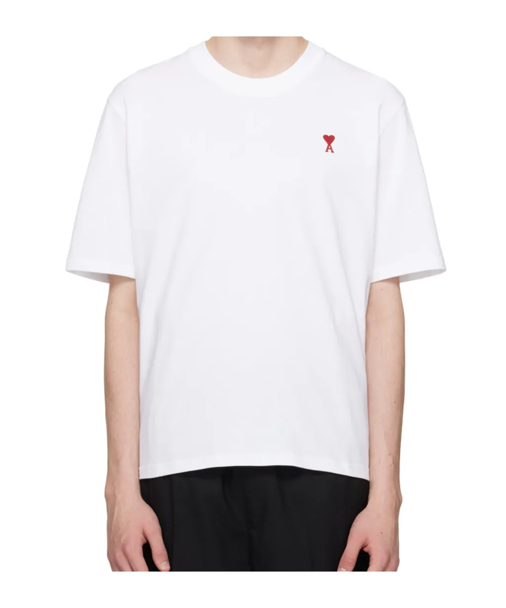 Ami Paris Ami De Coeur Logo Embroidered Crewneck T-Shirt