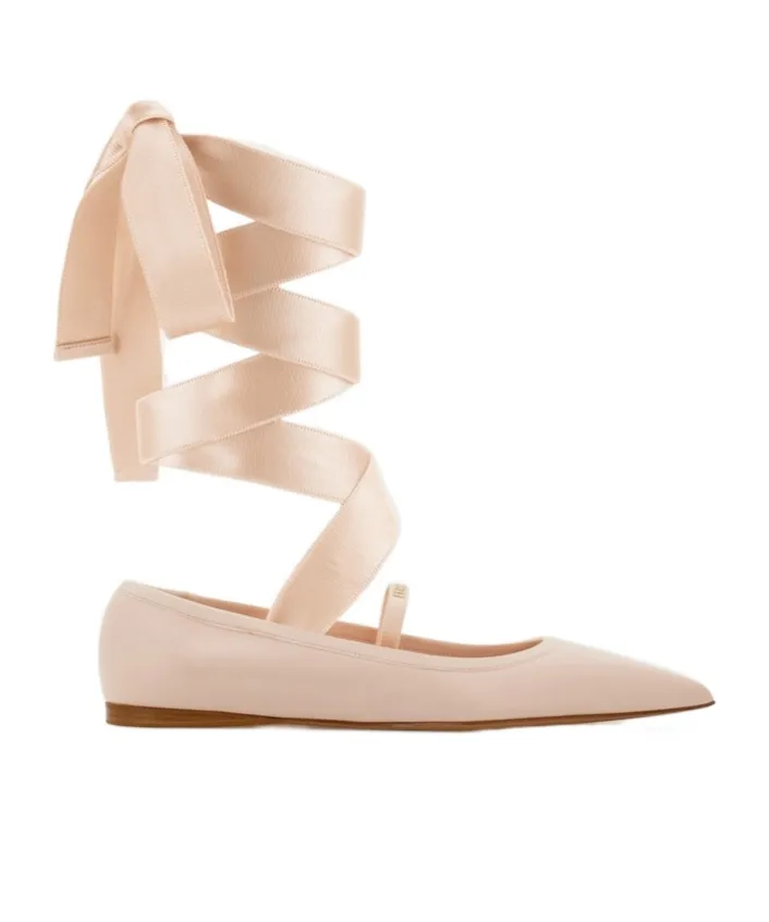 Ballet Flat With Ankle Ribbon