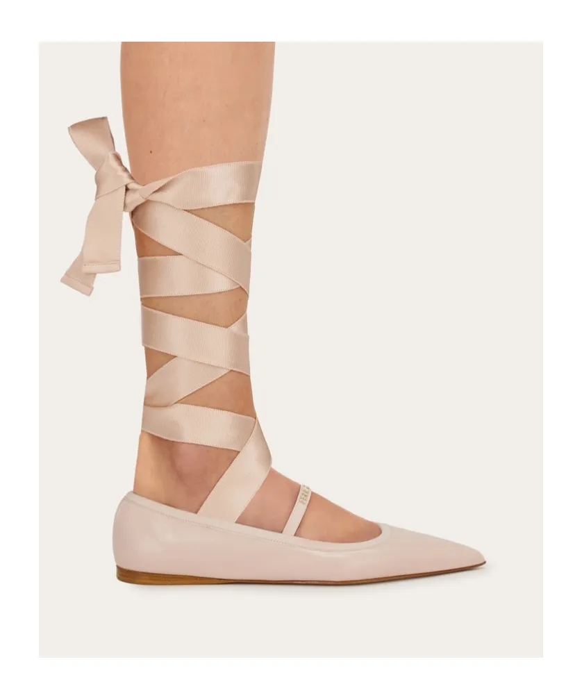 Ballet Flat With Ankle Ribbon