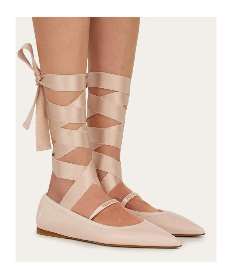 Ballet Flat With Ankle Ribbon