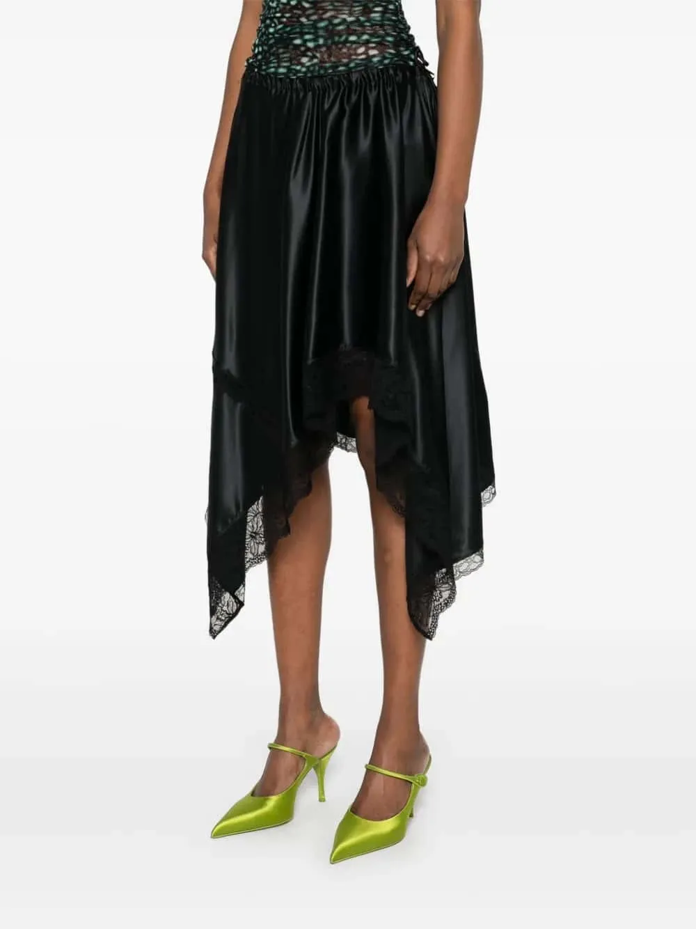 Asymmetrical Silk Midi Skirt