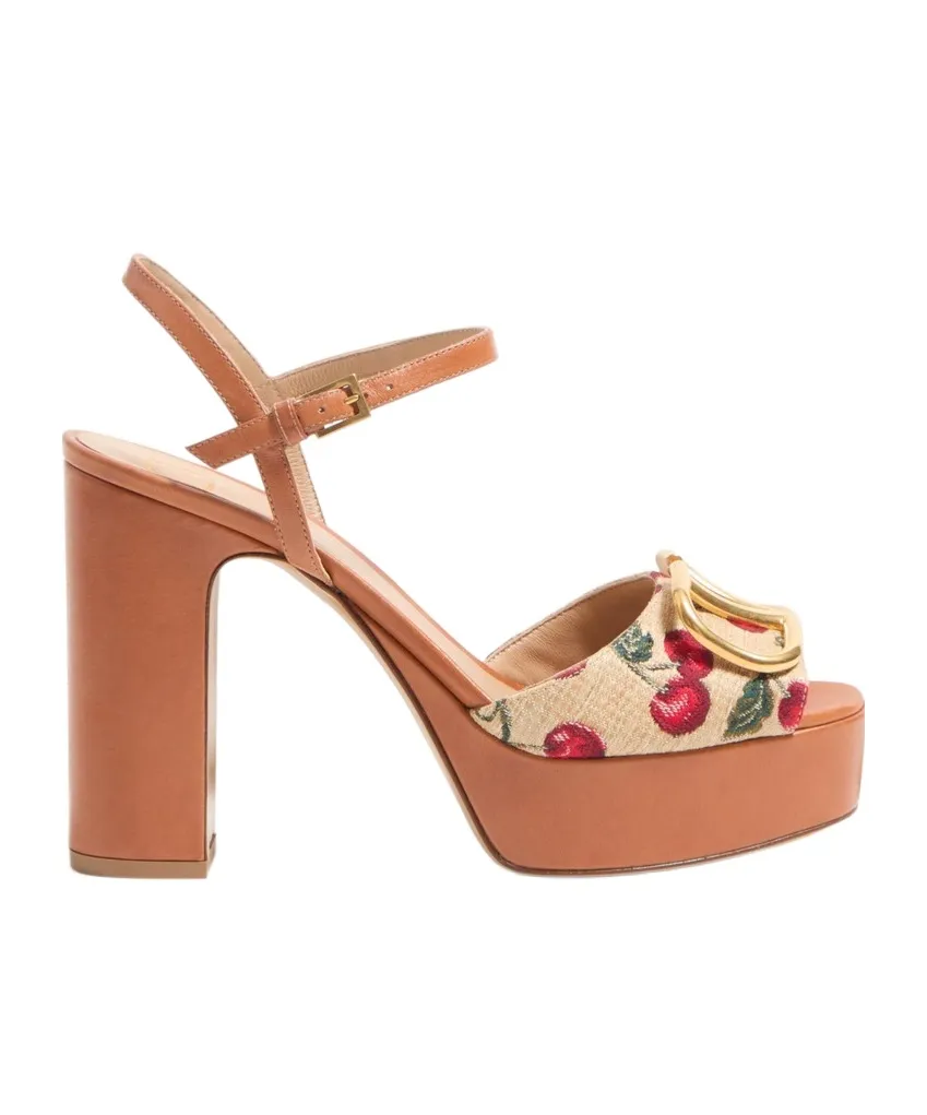 Valentino Vlogo Cherryfic High Block Heel Sandals