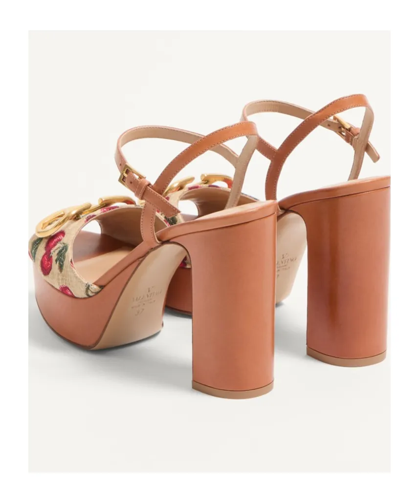 Valentino Vlogo Cherryfic High Block Heel Sandals