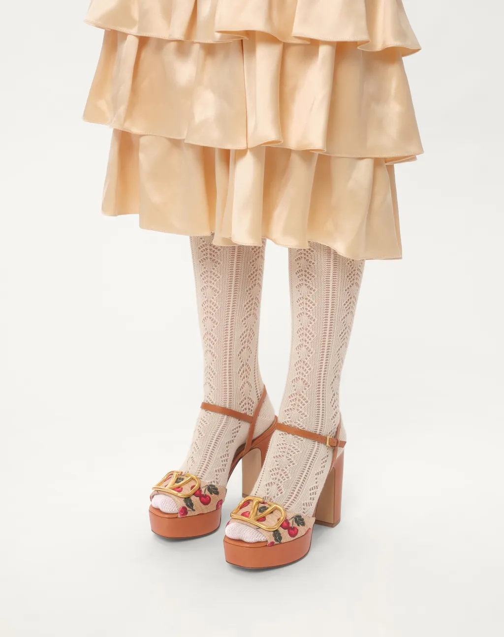 Valentino Vlogo Cherryfic High Block Heel Sandals