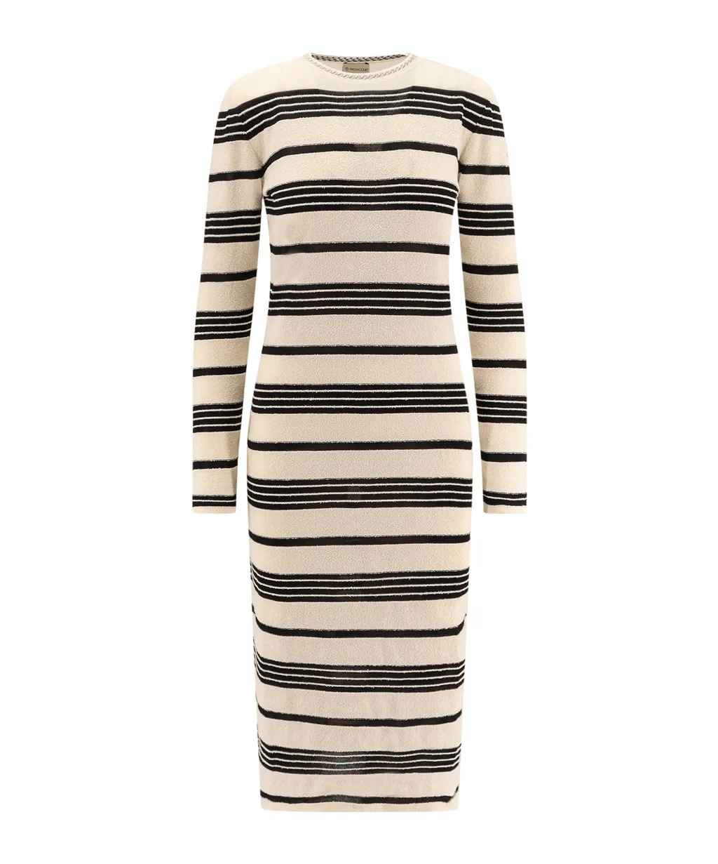 Moncler Striped Long-Sleeve Dress