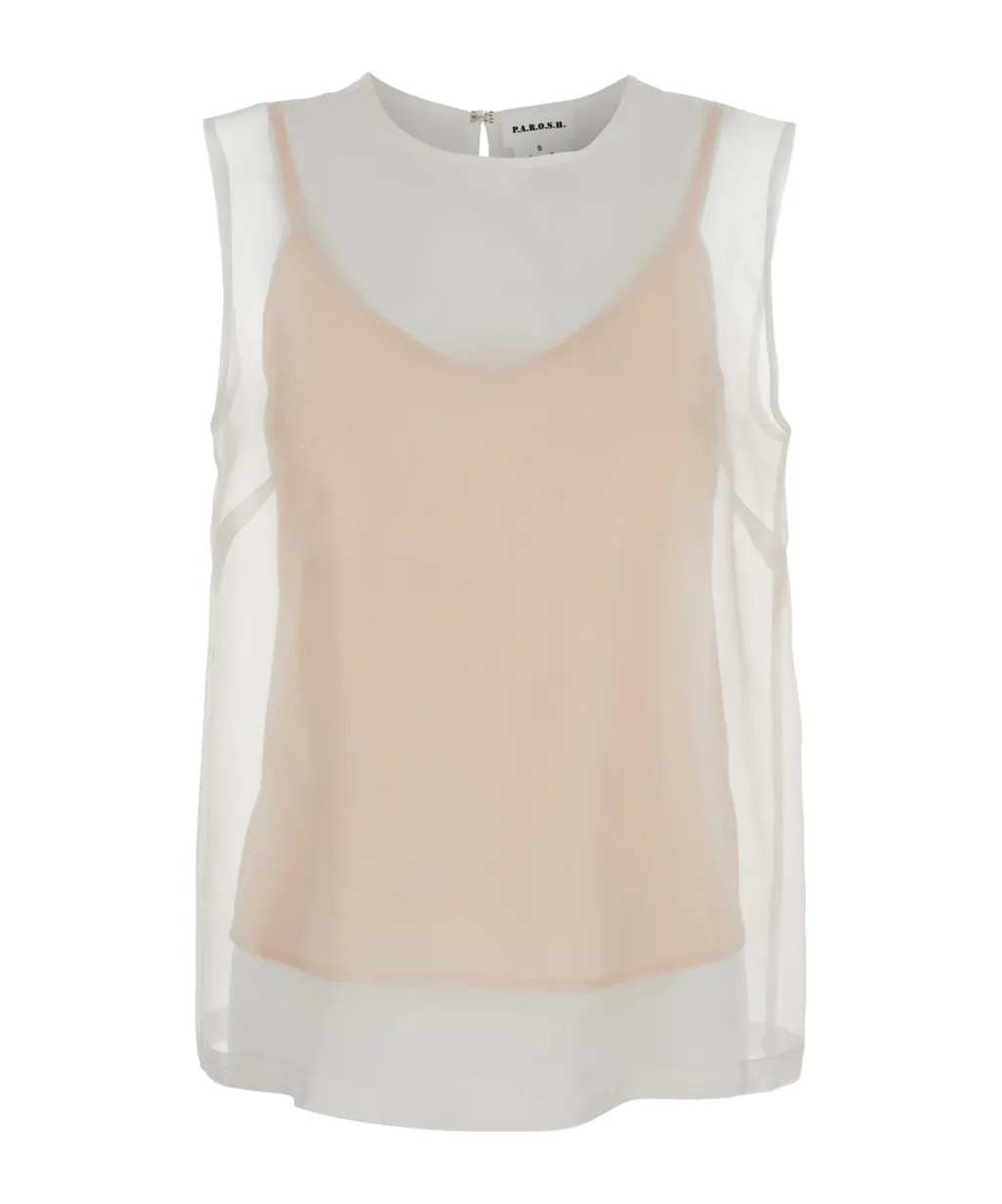 P.A.R.O.S.H. Semi-Sheer Sleeveless Top