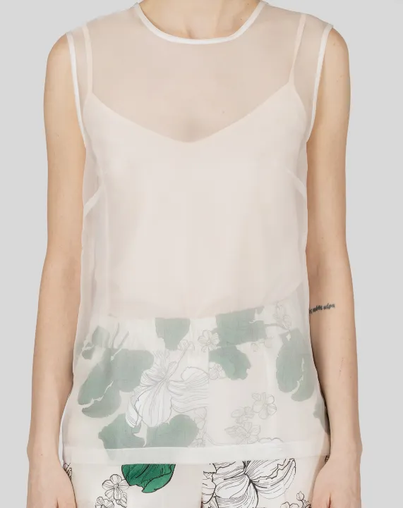P.A.R.O.S.H. Semi-Sheer Sleeveless Top