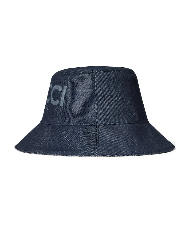 Gucci Logo Detailed Denim Bucket Hat