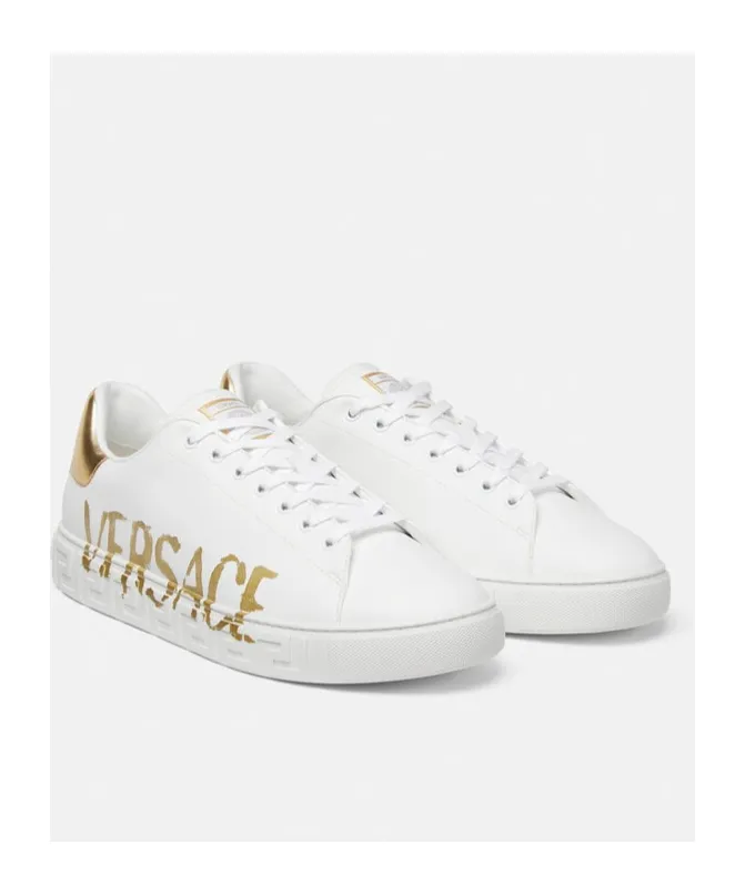 Versace Logo-Printed Lace-Up Sneakers