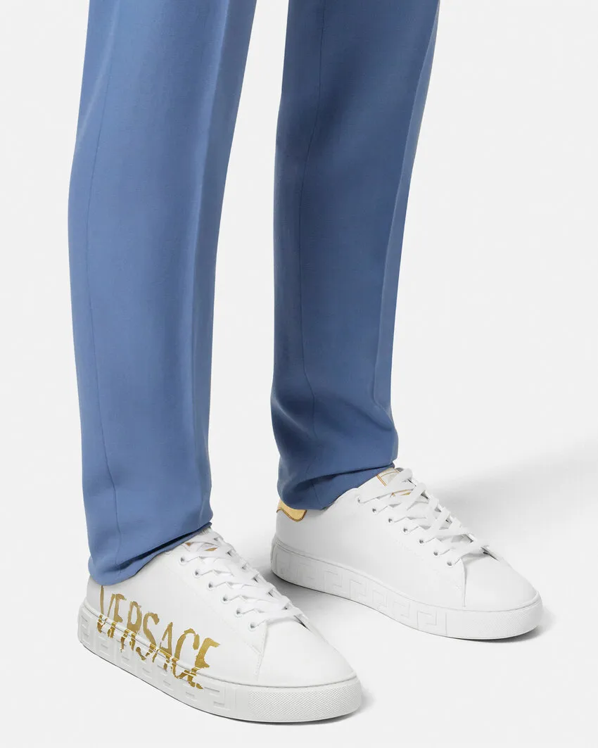 Versace Logo-Printed Lace-Up Sneakers