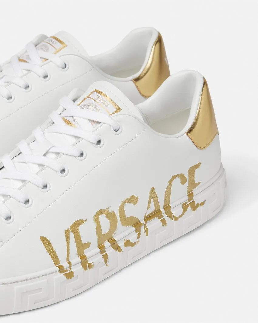 Versace Logo-Printed Lace-Up Sneakers