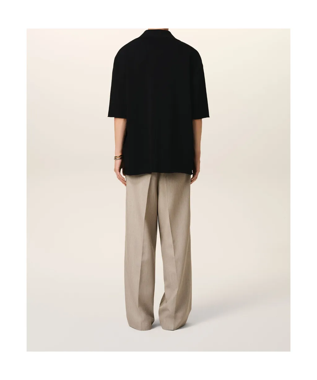 Ami Paris Short Sleeved V-Neck Polo Top