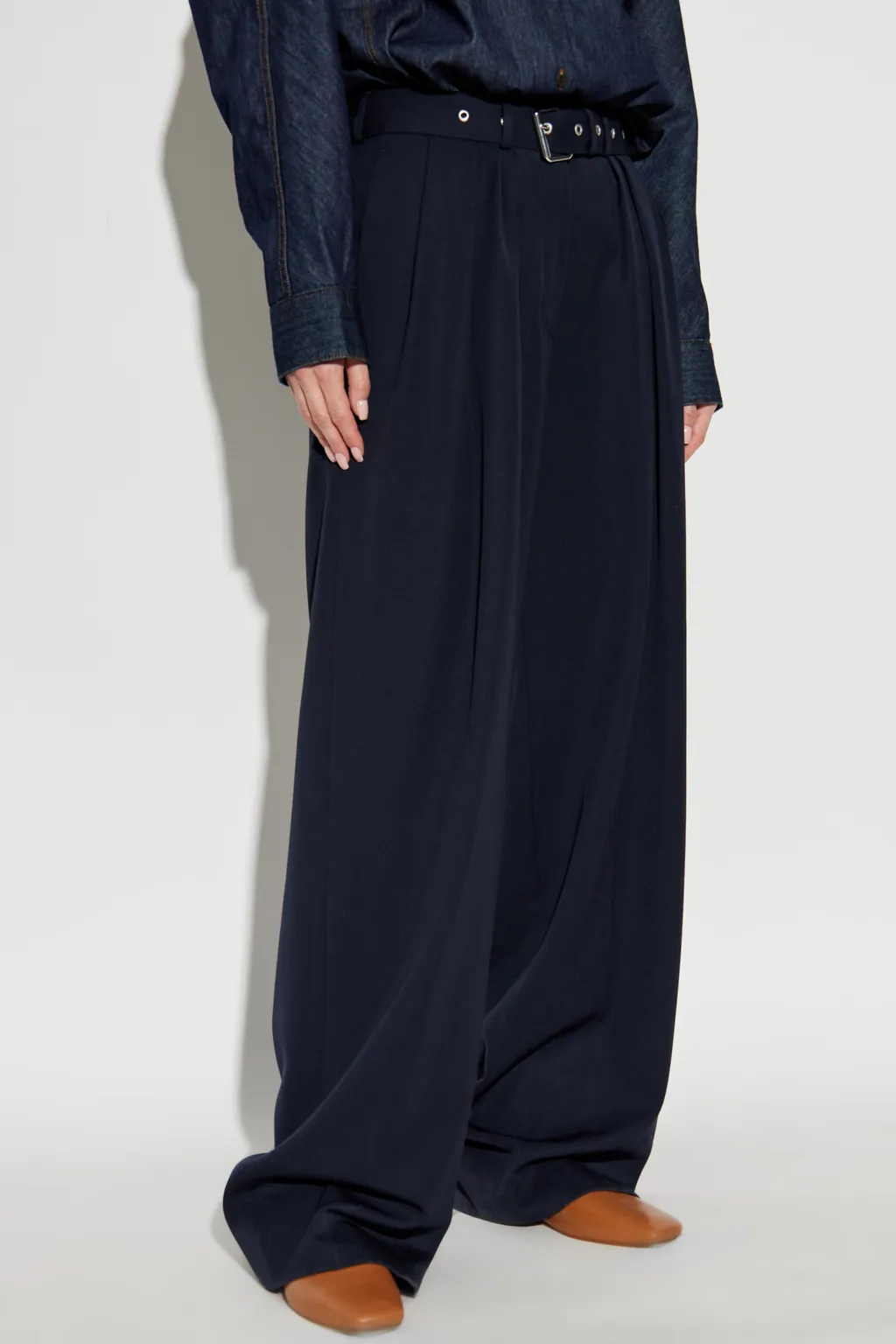 Pleated Wide-Leg Trousers