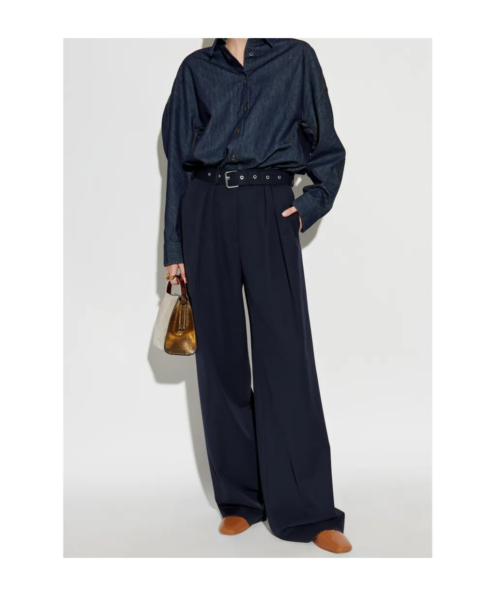 Pleated Wide-Leg Trousers
