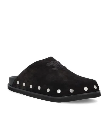 Celine Pitea Triomphe Mule In Suede Calfskin