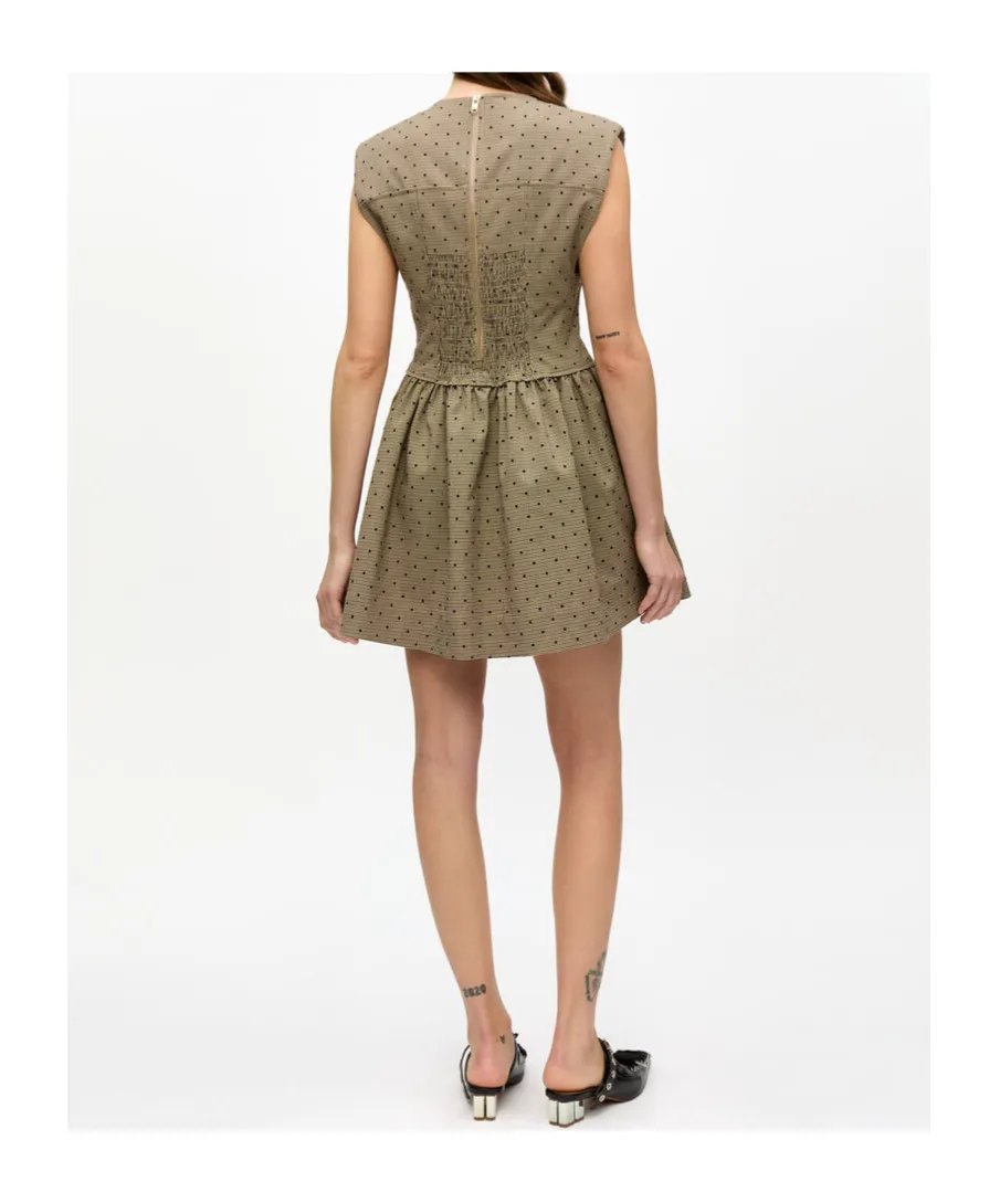 Brown Flock Suiting Corset Mini Dress
