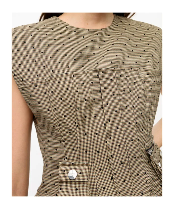 Brown Flock Suiting Corset Mini Dress