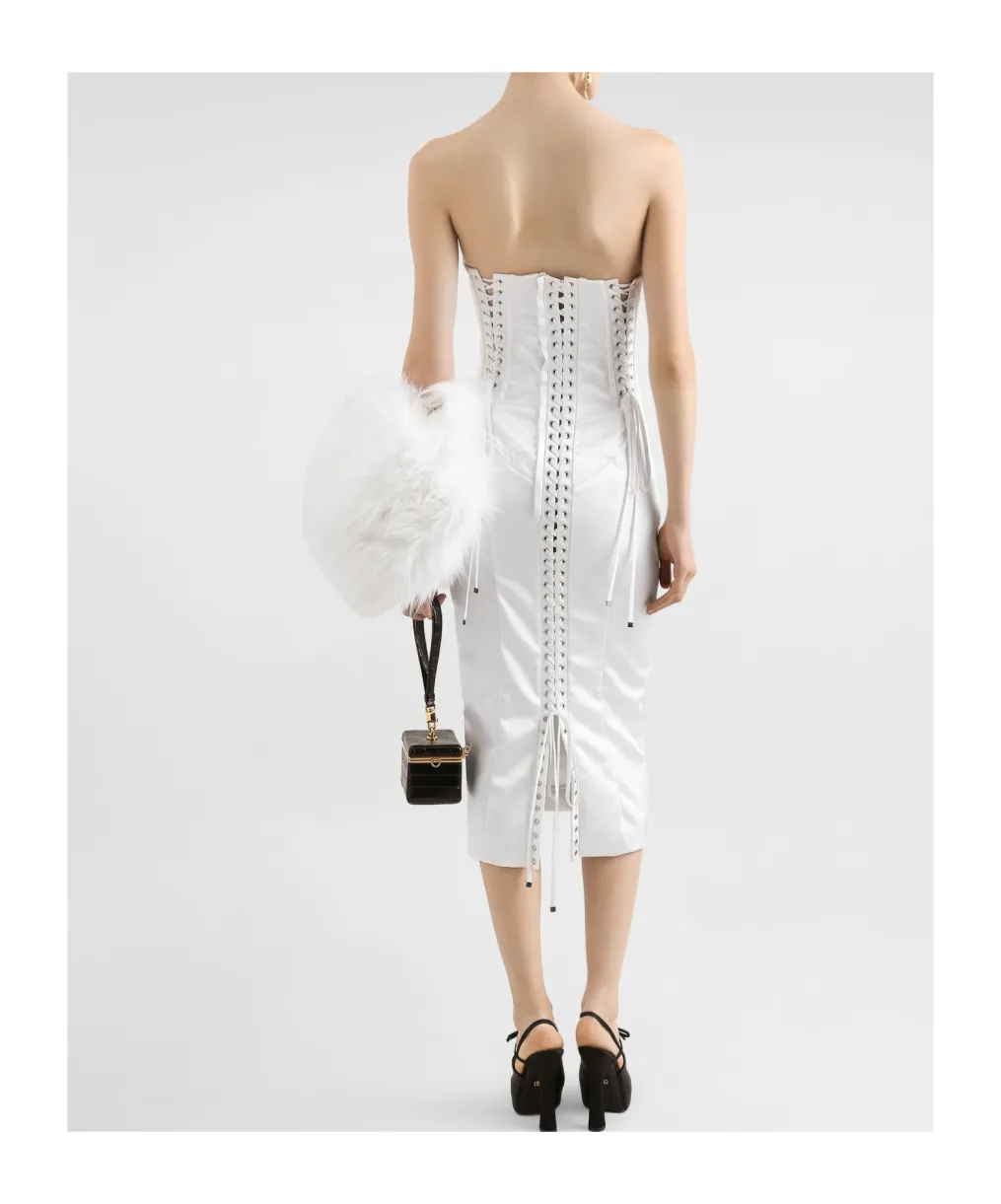 Dolce & Gabbana Corset Detailed Strapless Satin Dress
