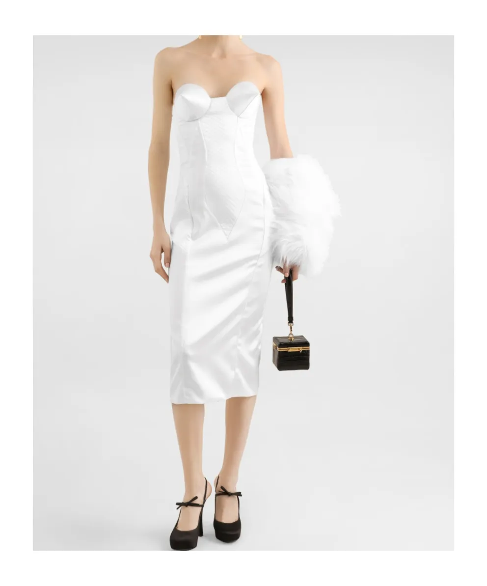 Dolce & Gabbana Corset Detailed Strapless Satin Dress