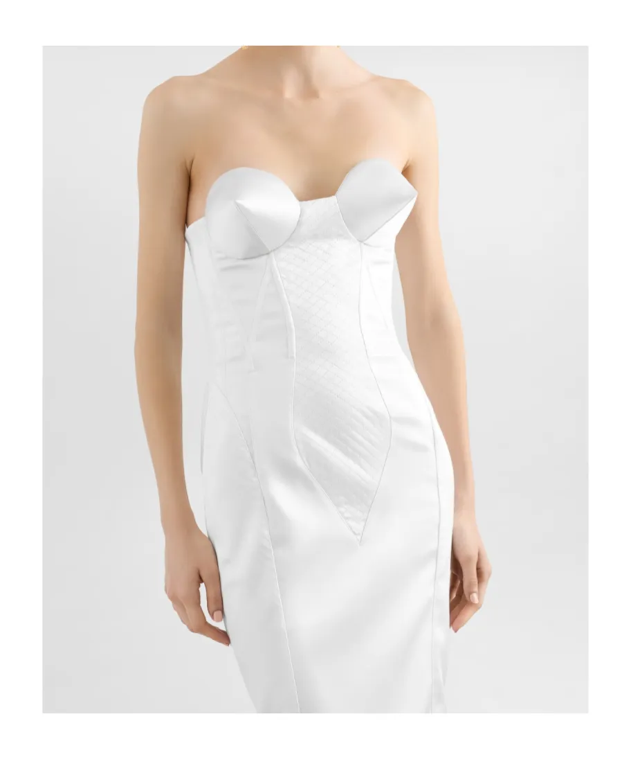 Dolce & Gabbana Corset Detailed Strapless Satin Dress