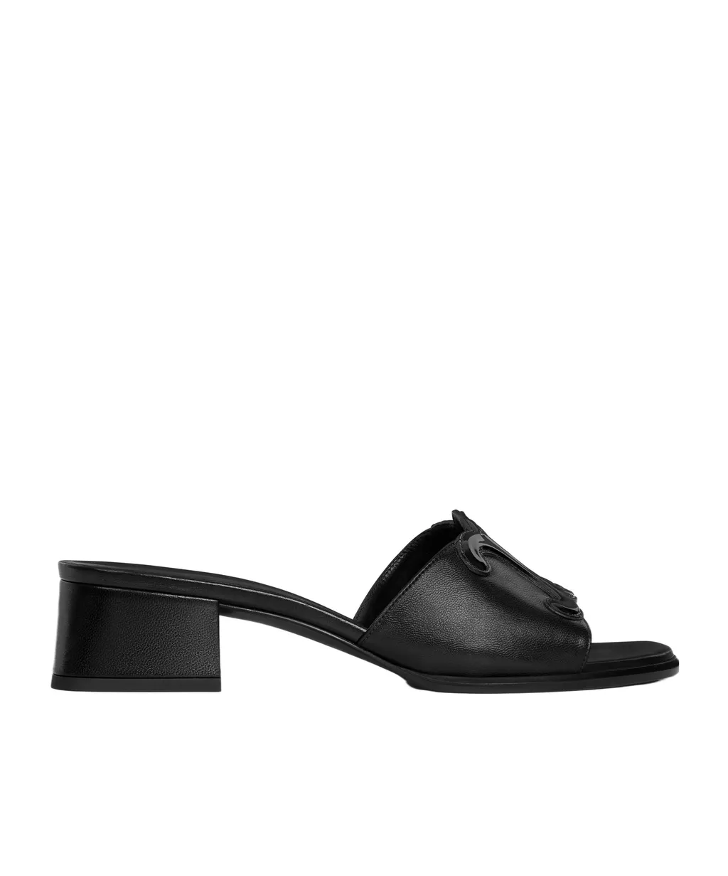 Celine Clemence Mule In Lambskin And Patent Calfskin