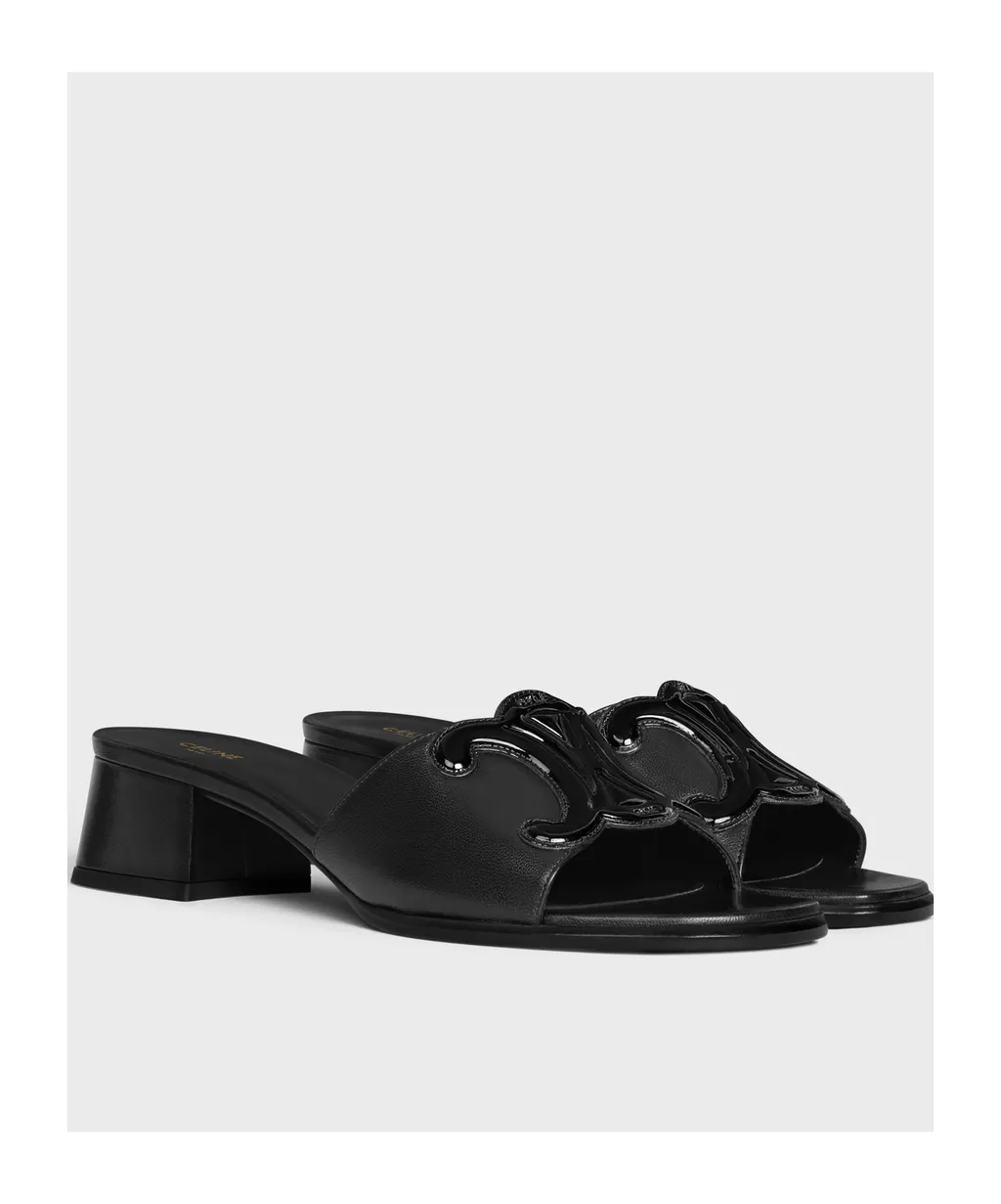 Celine Clemence Mule In Lambskin And Patent Calfskin