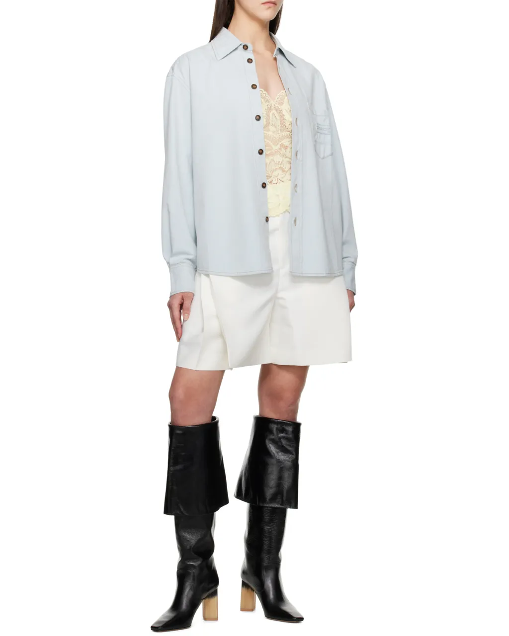 Victoria Beckham Fold Detailed Straight Leg Shorts