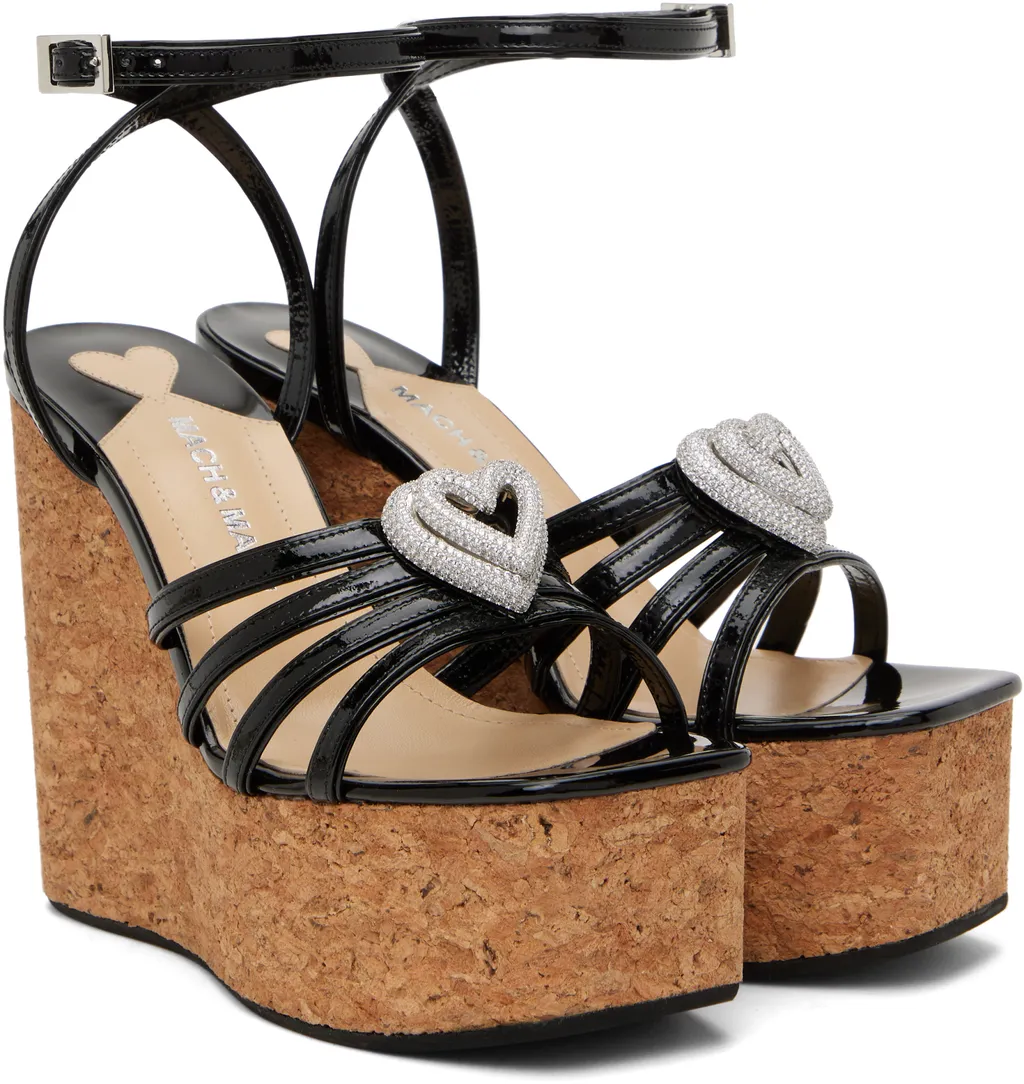 120Mm Double-Embellished Heart Sandals