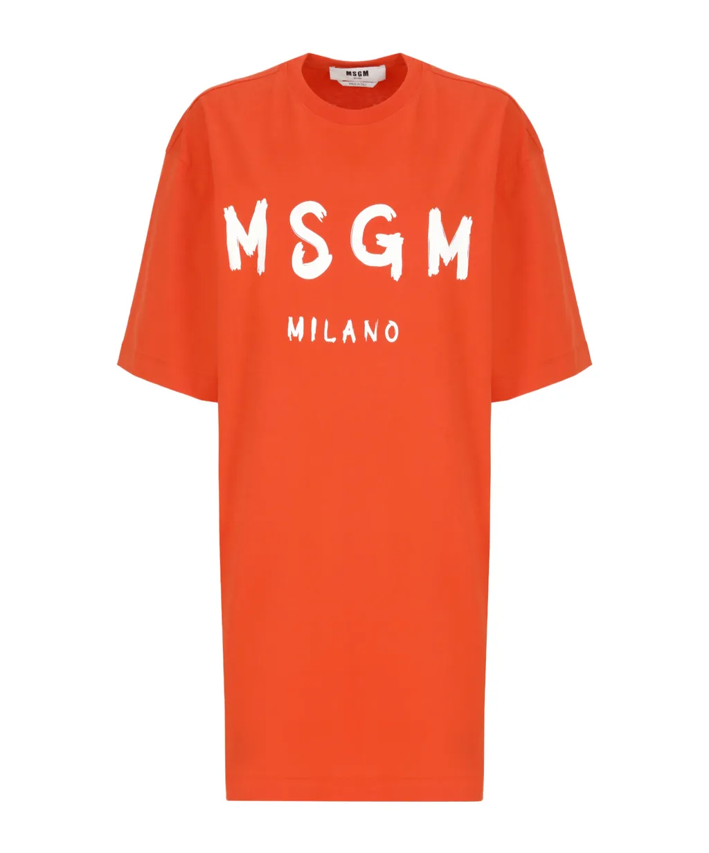 Msgm Logo Printed Mini T-Shirt Dress