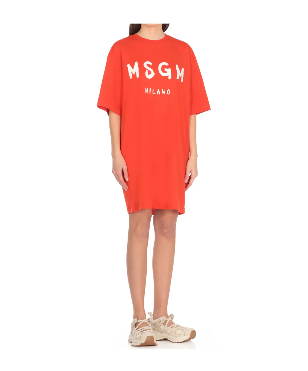 Msgm Logo Printed Mini T-Shirt Dress
