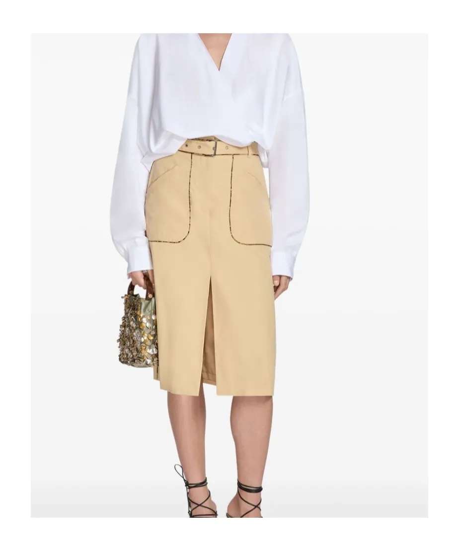 Belted A-Line Skirt