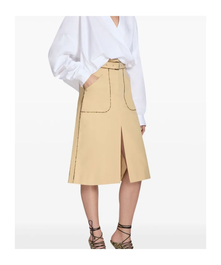 Belted A-Line Skirt