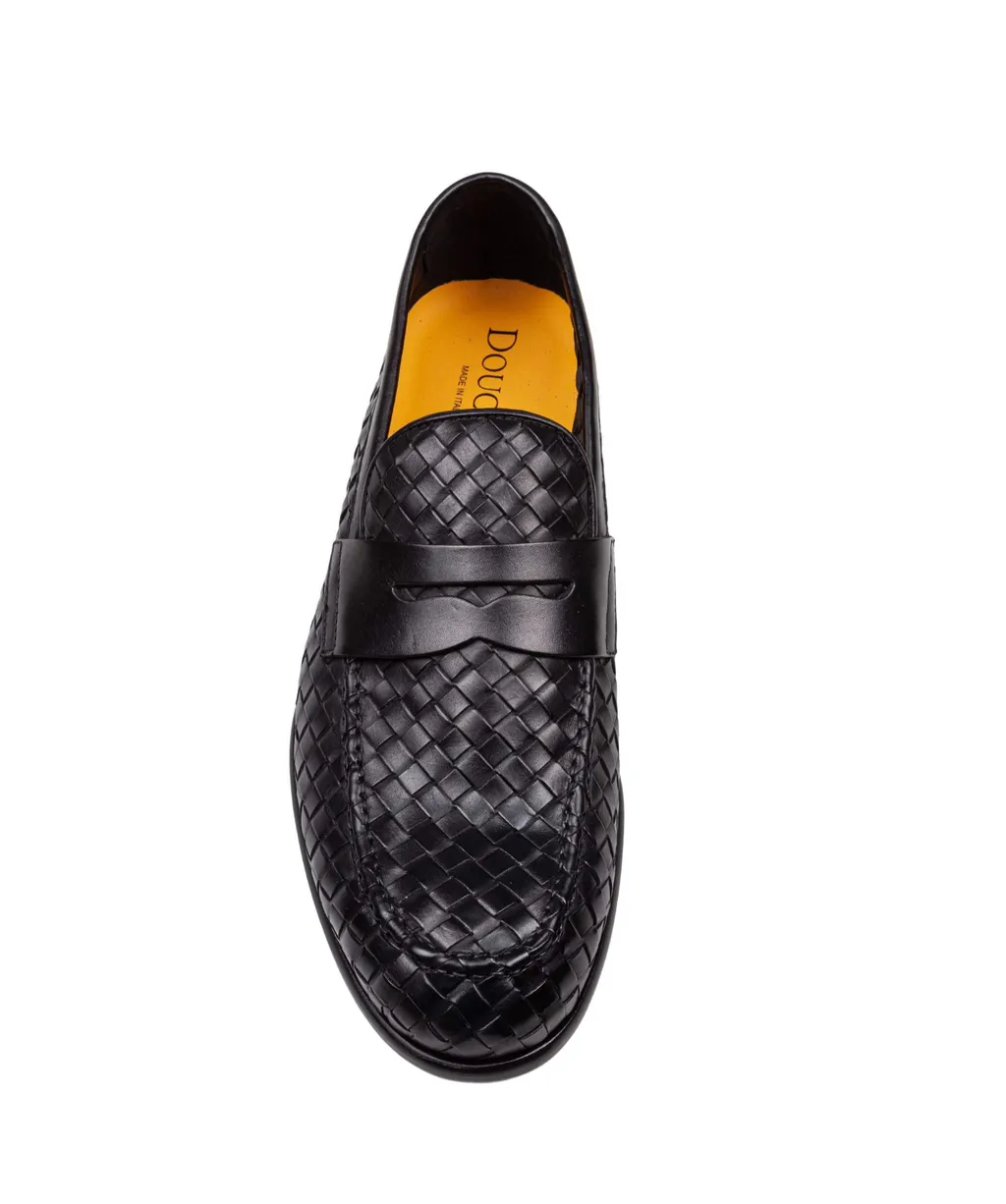 Doucal's Round Toe Woven Loafers