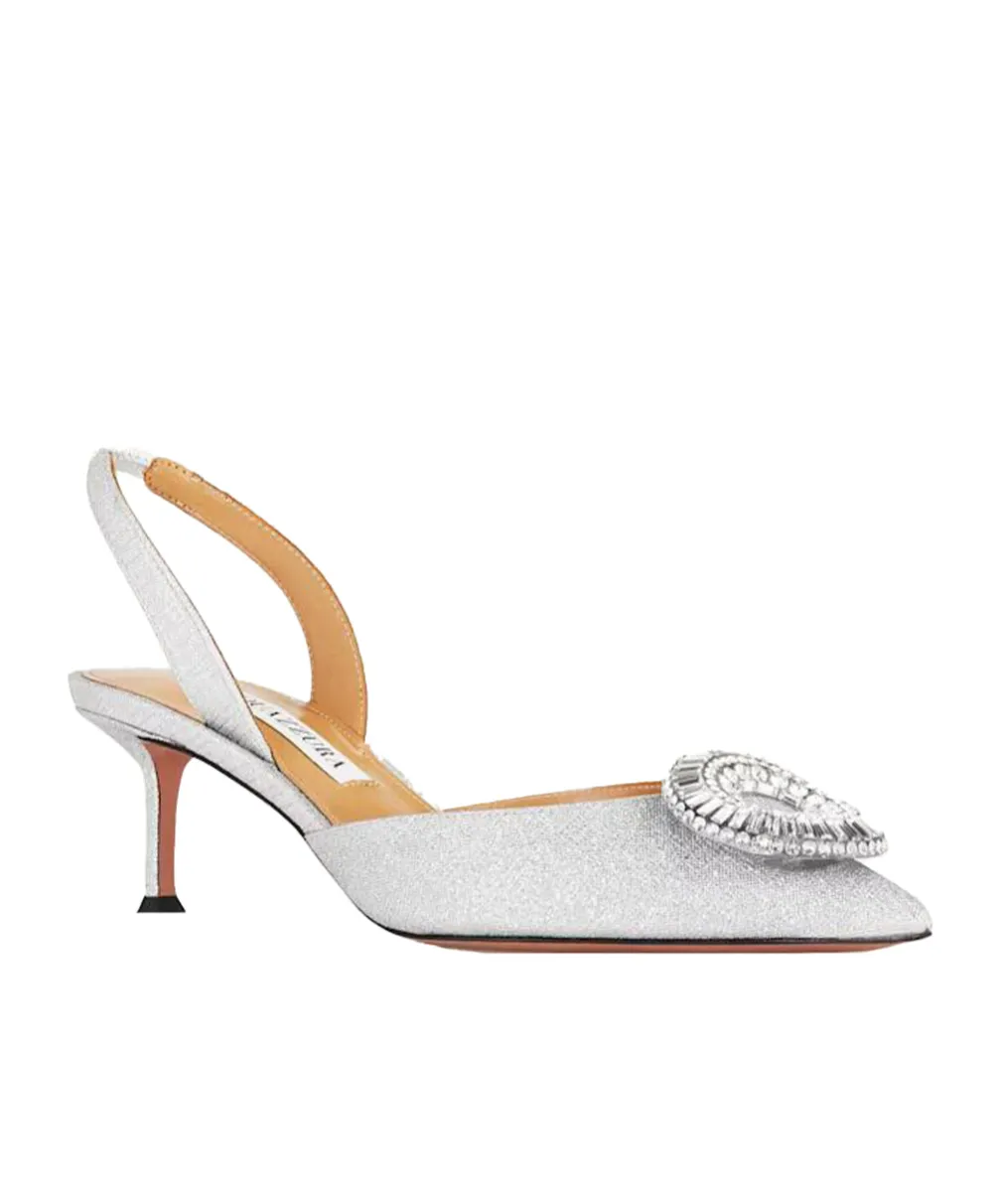 105Mm Crystal Hoop Sling Pumps
