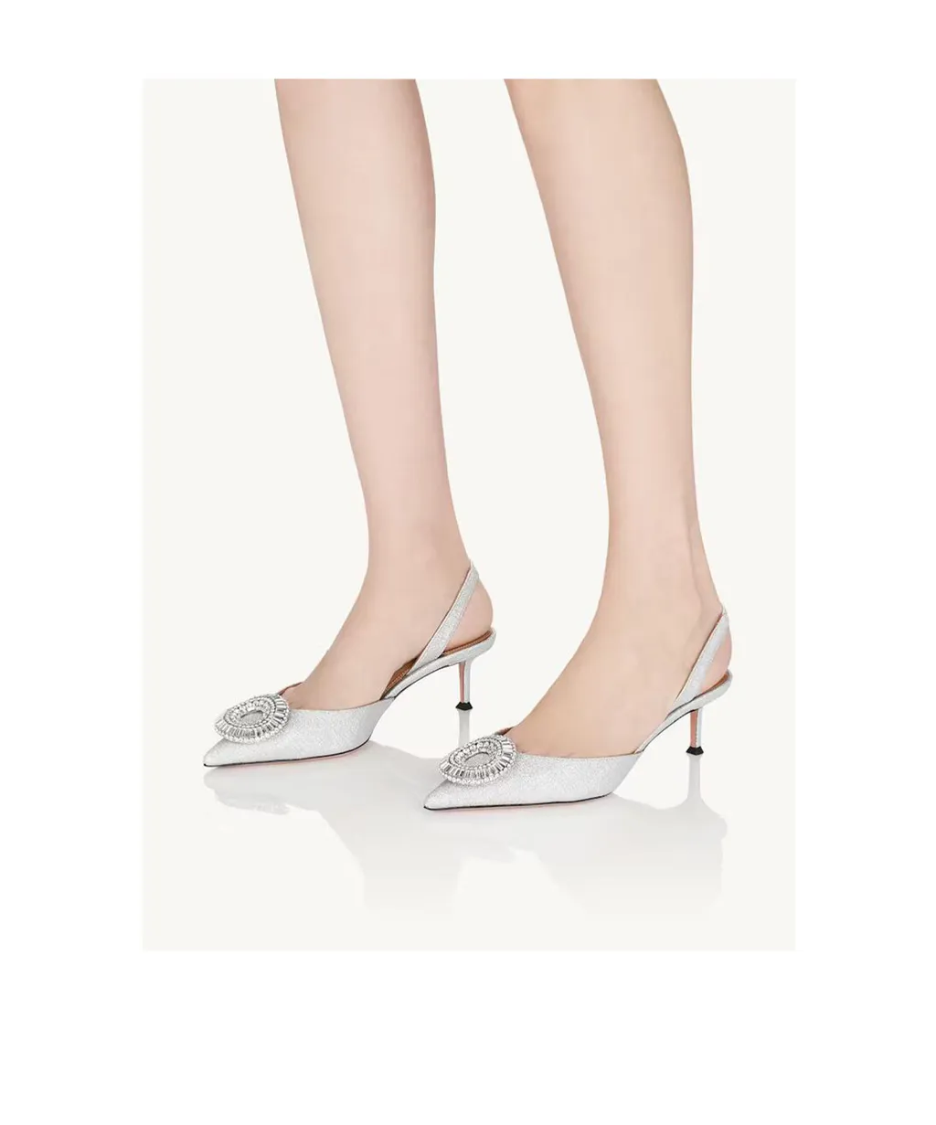 105Mm Crystal Hoop Sling Pumps