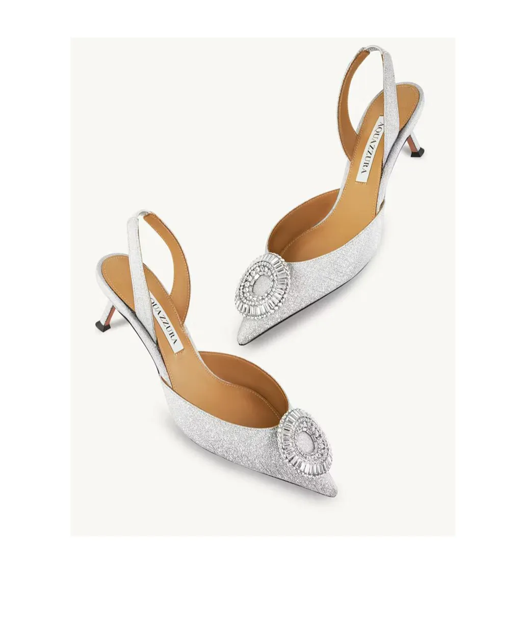 105Mm Crystal Hoop Sling Pumps